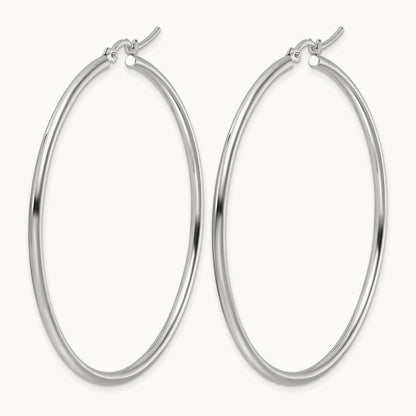 Polished Hinged Hoop Earrings, 10K White Gold — Leslie's