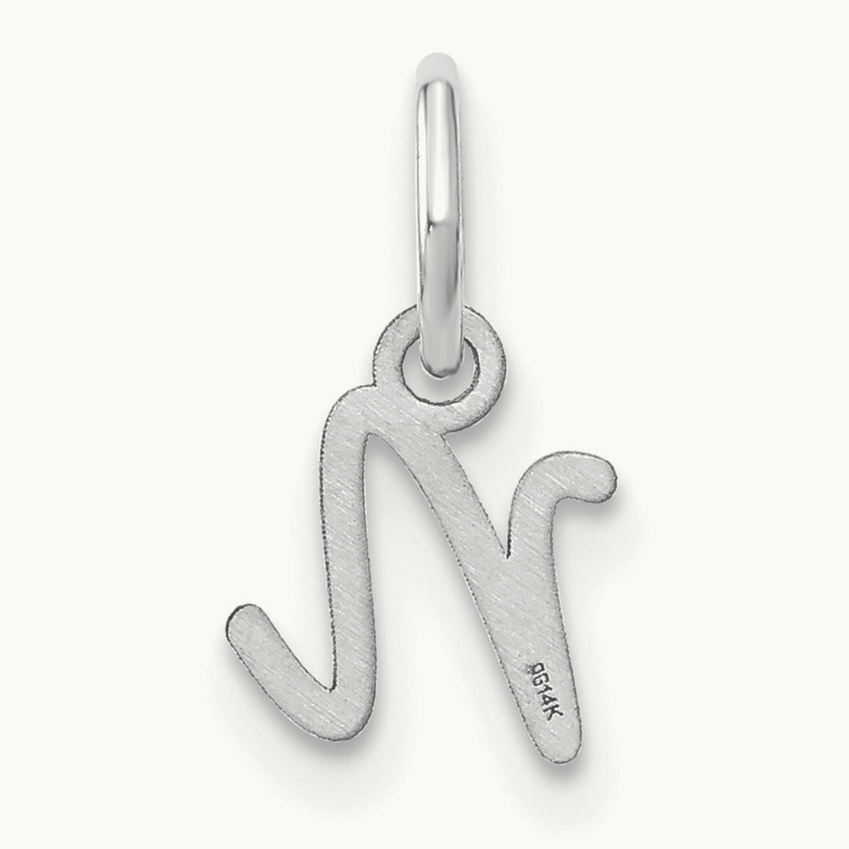 Upper case Initial Charm — 14K White Gold, N