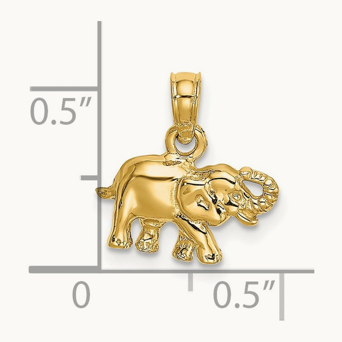 Polished Small Elephant Charm, 14K