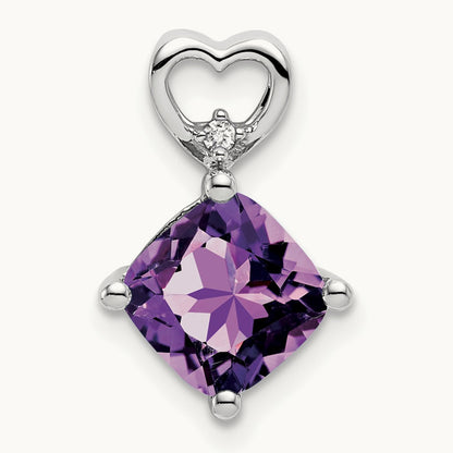 Amethyst and Diamond Heart Chain Slide — photo set