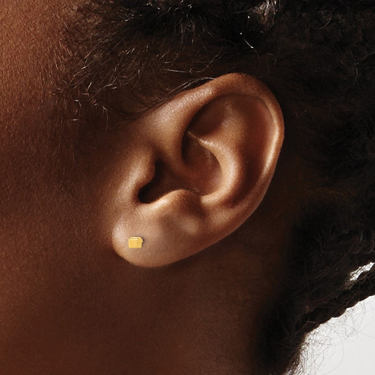 Polished Cube Post Earrings — 2.5mm