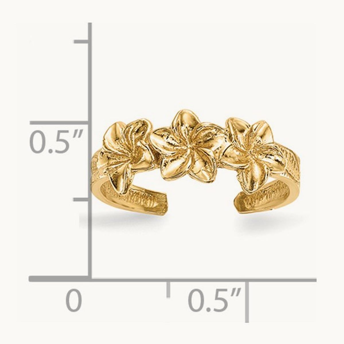 Polished Flowers Toe Ring, 14K