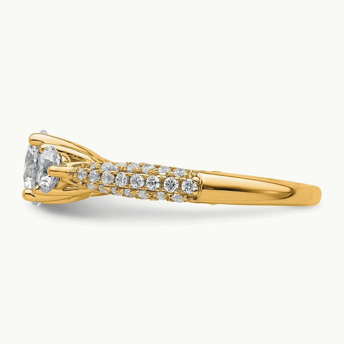 Round 3 Stone Engagement Ring, 0.50-3.75 ct tw Lab-Grown Diamond — 3/4 ct, VS (Best), 14K Yellow Gold