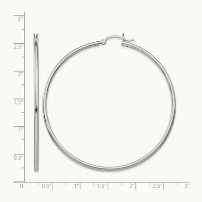 Rhodium-plated Polished Hinged Hoop Earrings, Sterling Silver — Leslie's