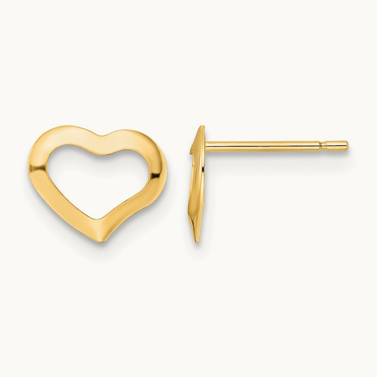 Polished Heart Post Earrings, 14K