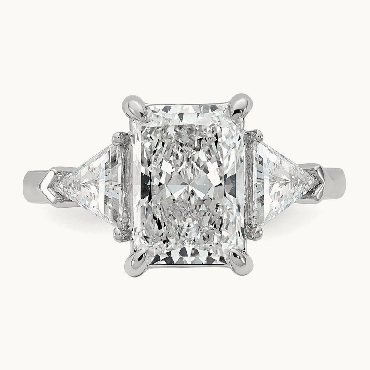 Radiant & Triangle Engagement Ring, 1.25-3.50 ct tw Lab-Grown Diamond — 3 5/8 ct, 14K White Gold