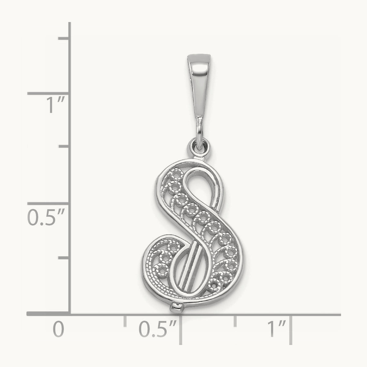 Solid Polished Script Filigree Initial Pendant — S