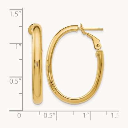 Polished Oval Hoop Earrings, 14K — Leslie's