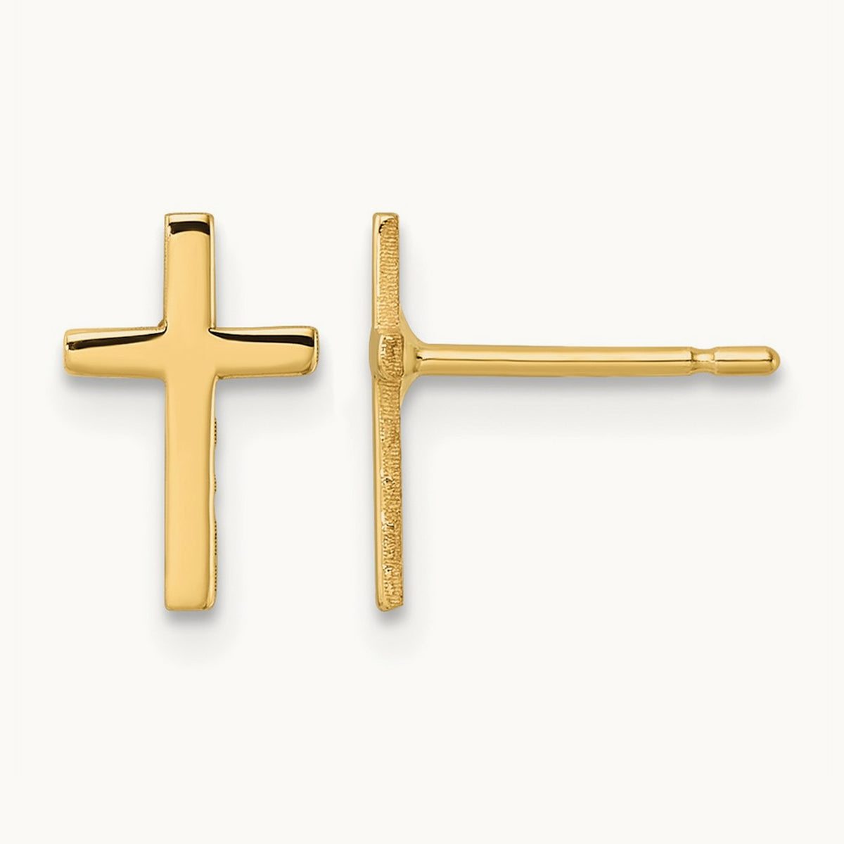 Polished Cross Earrings — 10mm