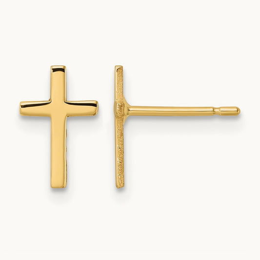 Polished Cross Earrings — 10mm