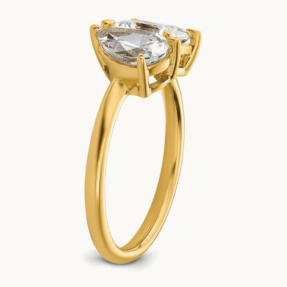 YG Pear/Radiant Two-stone Ring Mounting