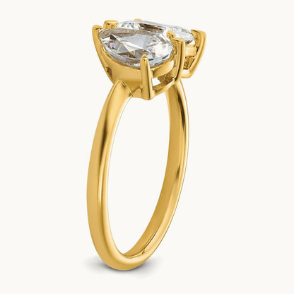 YG Pear/Radiant Two-stone Ring Mounting