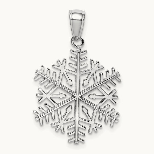 Polished Snowflake Pendant — 14K White Gold