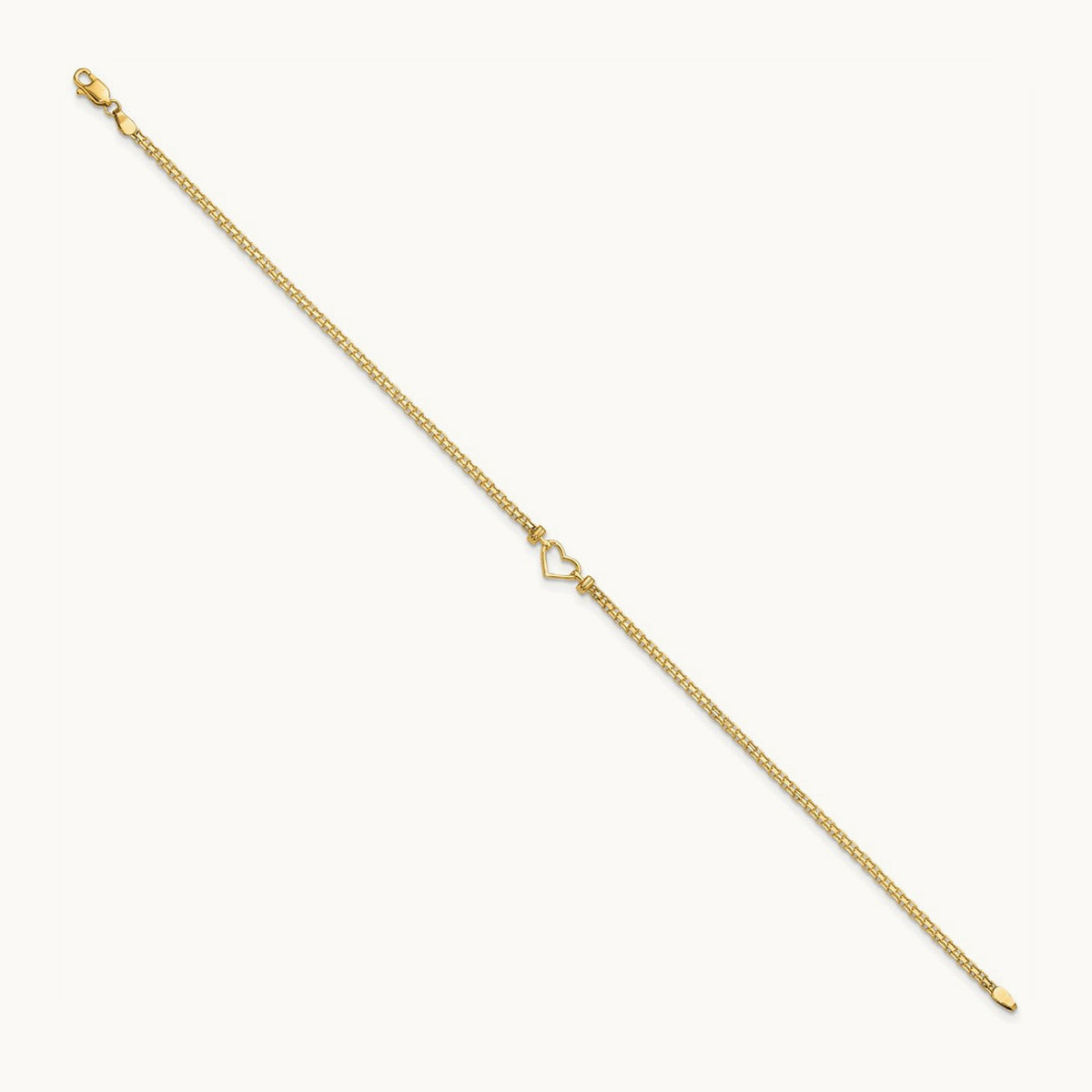 Fancy Heart 9inch Anklet, 14K