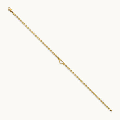 Fancy Heart 9inch Anklet, 14K