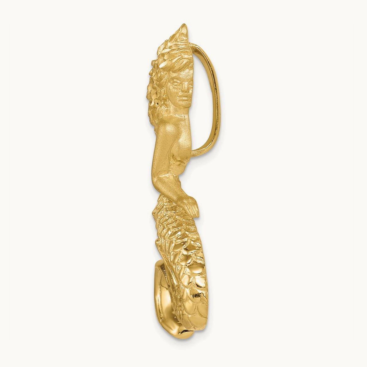 Polished & Satin Diamond-cut Mermaid Slide, 14K