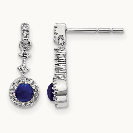 Created Sapphire Dangle Post Earrings, 0.15 ct tw Lab-Grown Diamond