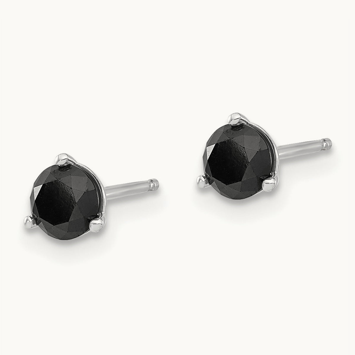 3/4ct Black Diamond Stud Earrings, 14K White Gold