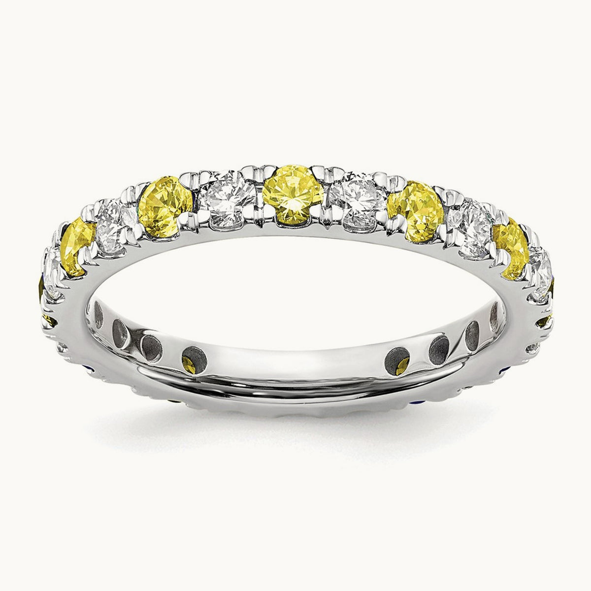 Created Yellow Sapphire Eternity Band — 14K White Gold, 2.65 mm