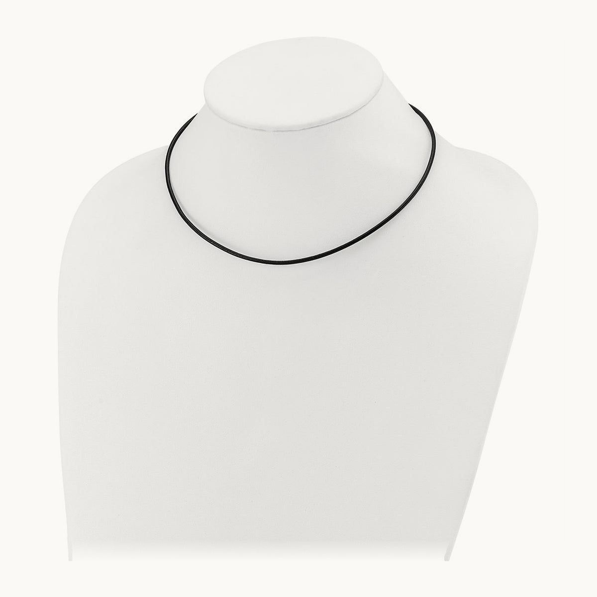 16in Black Leather Cord Necklace — 14K White Gold, 2mm