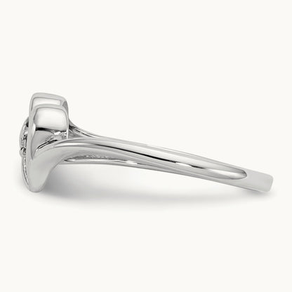Polished AA Diamond heart ring, 14K White Gold