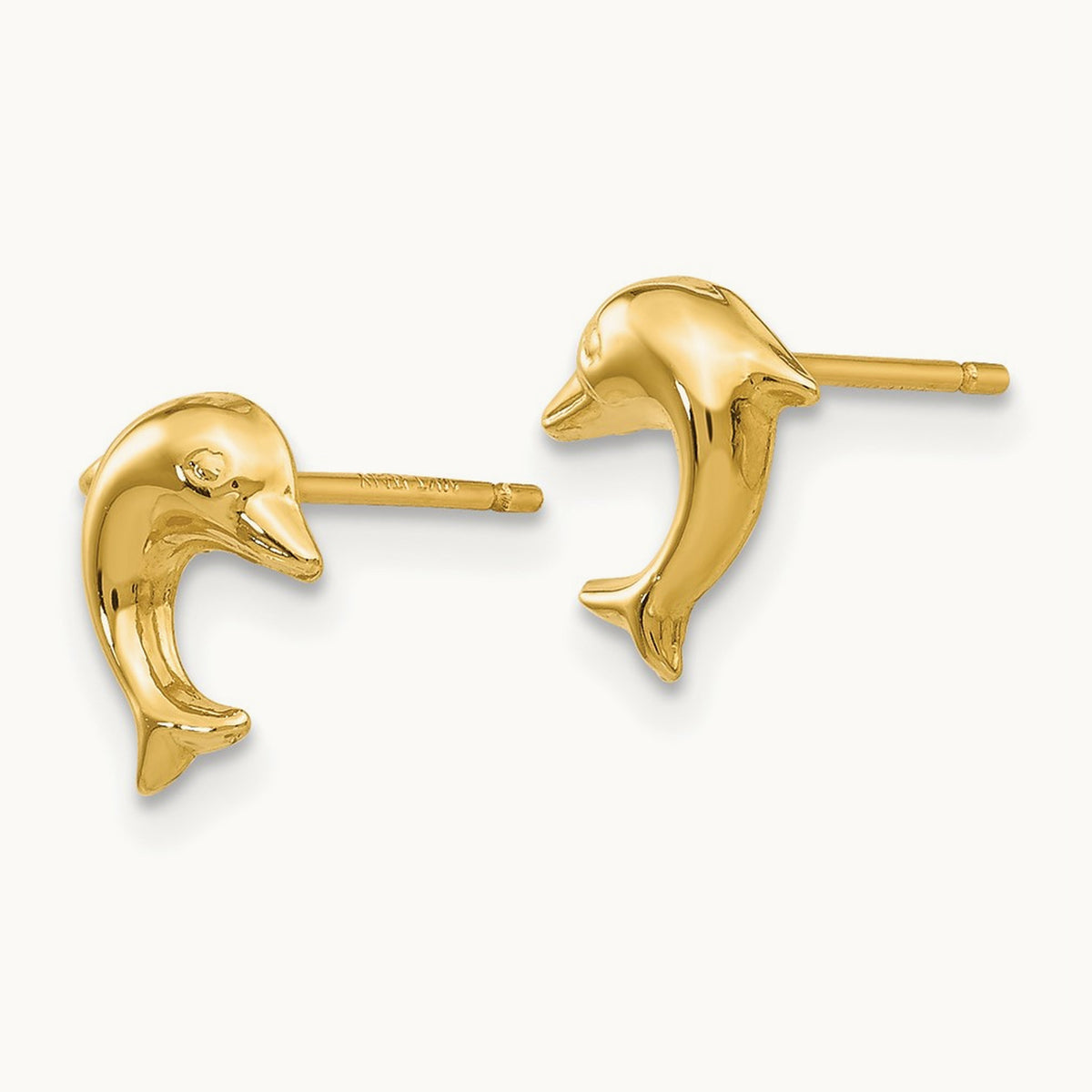 Small Dolphin Post Earrings, 14K