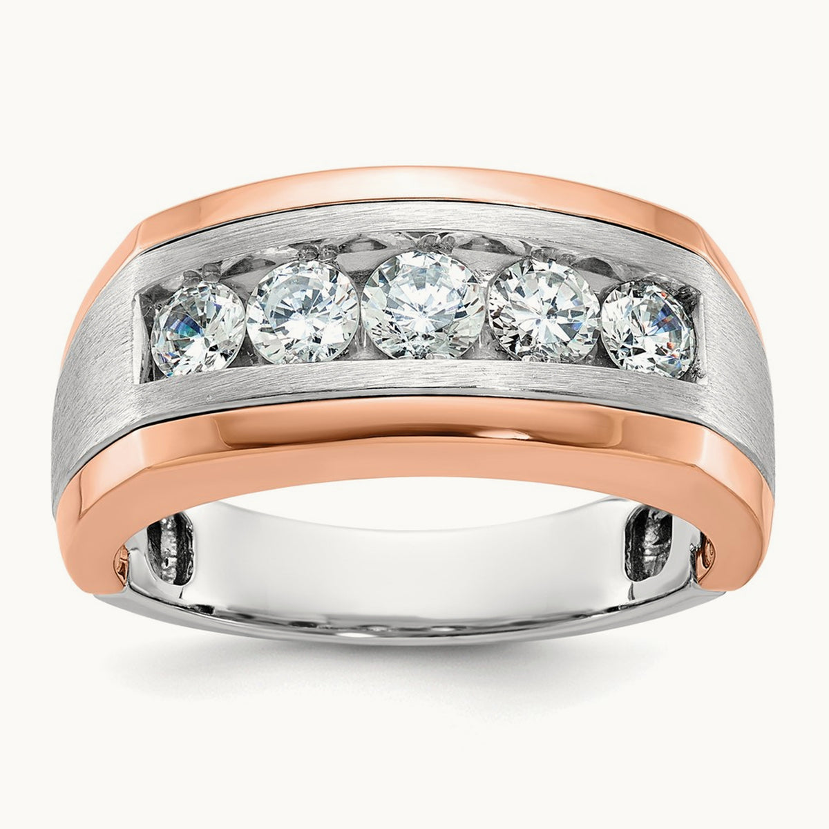 IBGoodman Men's Polished & Satin 5-Stone Diamond Ring, 14K Two-tone