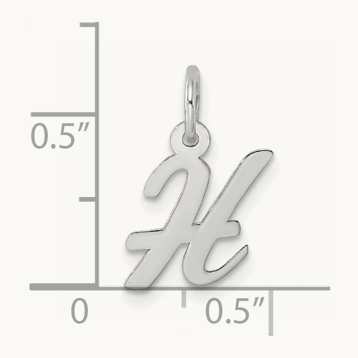 Small Script Letter H Initial Charm, 14K White Gold