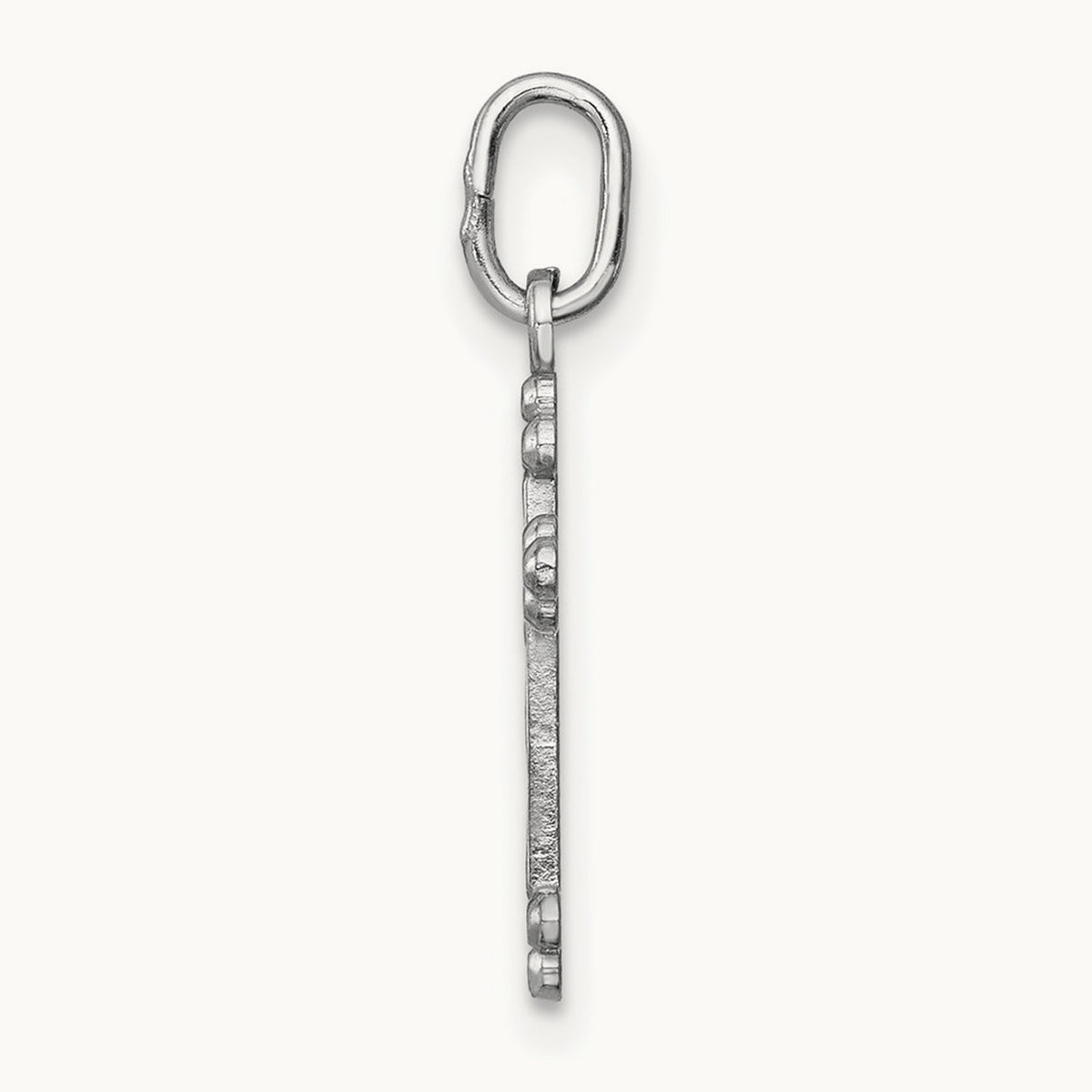 Polished D/C Small Budded Cross Charm, 14K White Gold