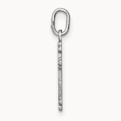 Polished D/C Small Budded Cross Charm, 14K White Gold
