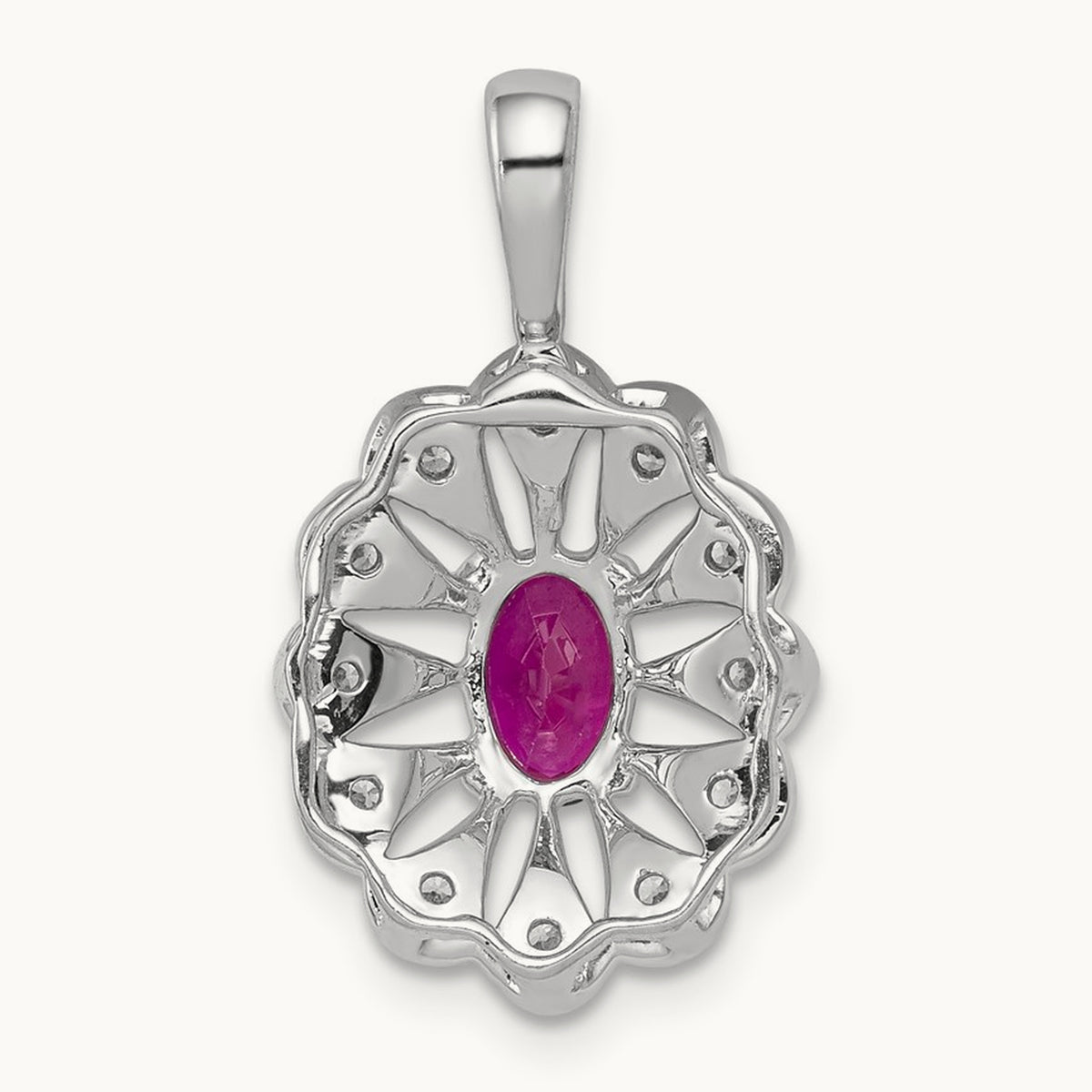 Created Ruby Pendant, 0.15 ct tw Lab-Grown Diamond