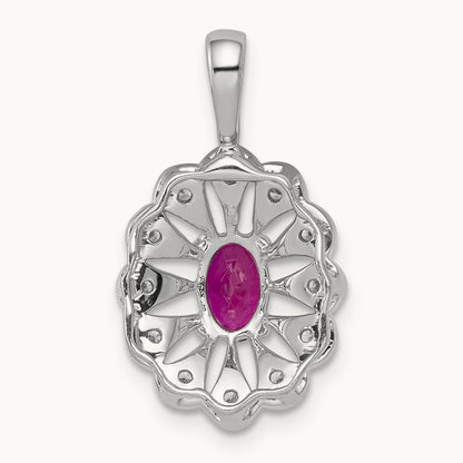 Created Ruby Pendant, 0.15 ct tw Lab-Grown Diamond
