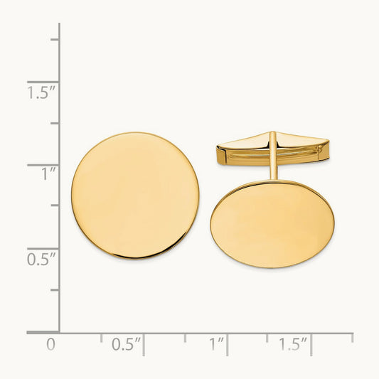 Men's Circular Polished Cuff Links — 20mm
