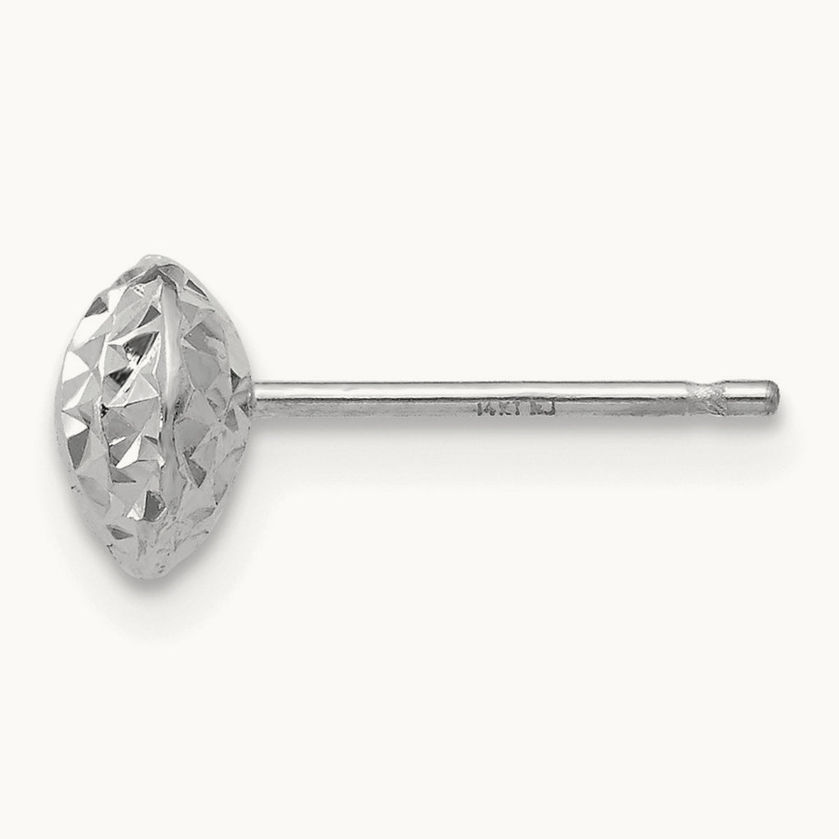 Single 14K White Gold Circle Puff Post Earring, 6mm