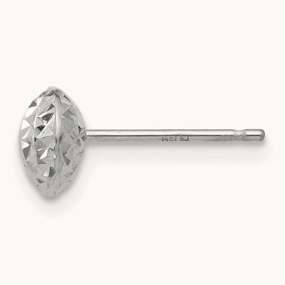 Single 14K White Gold Circle Puff Post Earring, 6mm