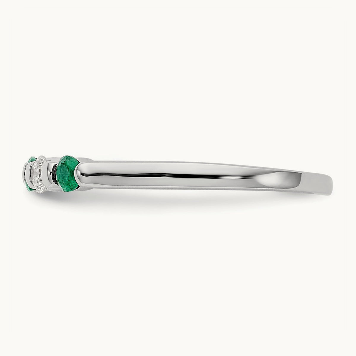 Diamond w/Emerald Band, 14K White Gold