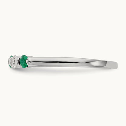 Diamond w/Emerald Band, 14K White Gold