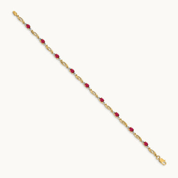 Diamond and Oval Ruby Bracelet, 14K