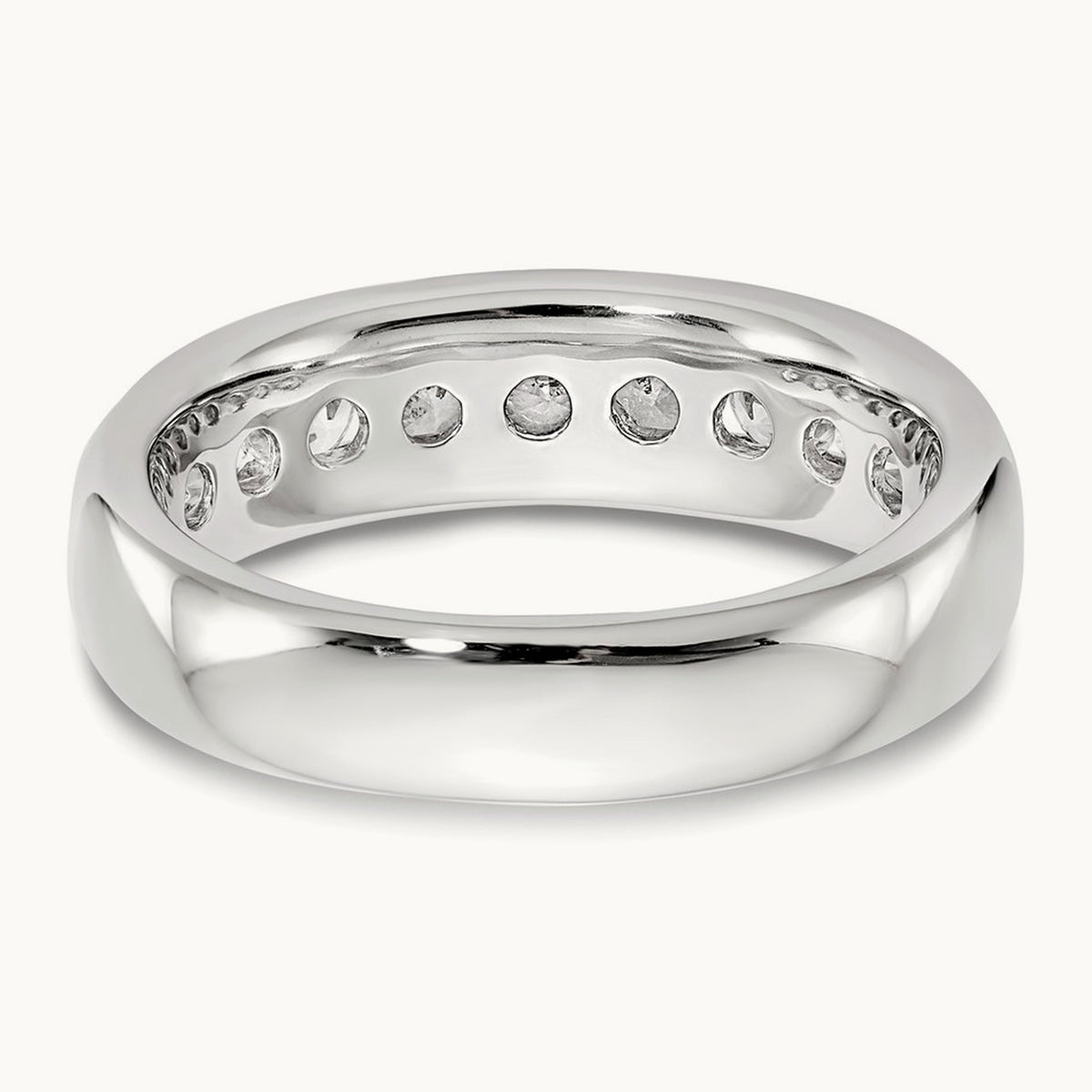 9-Stone Diamond Channel Band, 14K White Gold