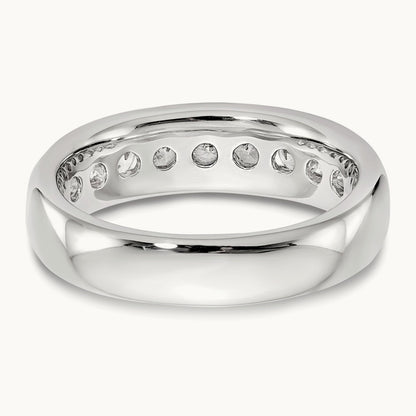 9-Stone Diamond Channel Band, 14K White Gold