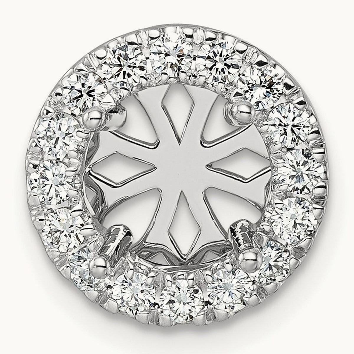 Semi-Mount Round Halo Chain Slide, Lab-Grown Diamond — for 1/2 ct center, 14K White Gold
