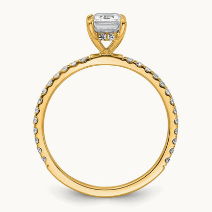 Emerald Solitaire Engagement Ring, 1.25-2.25 ct tw Lab-Grown Diamond — 14K Yellow Gold, 7