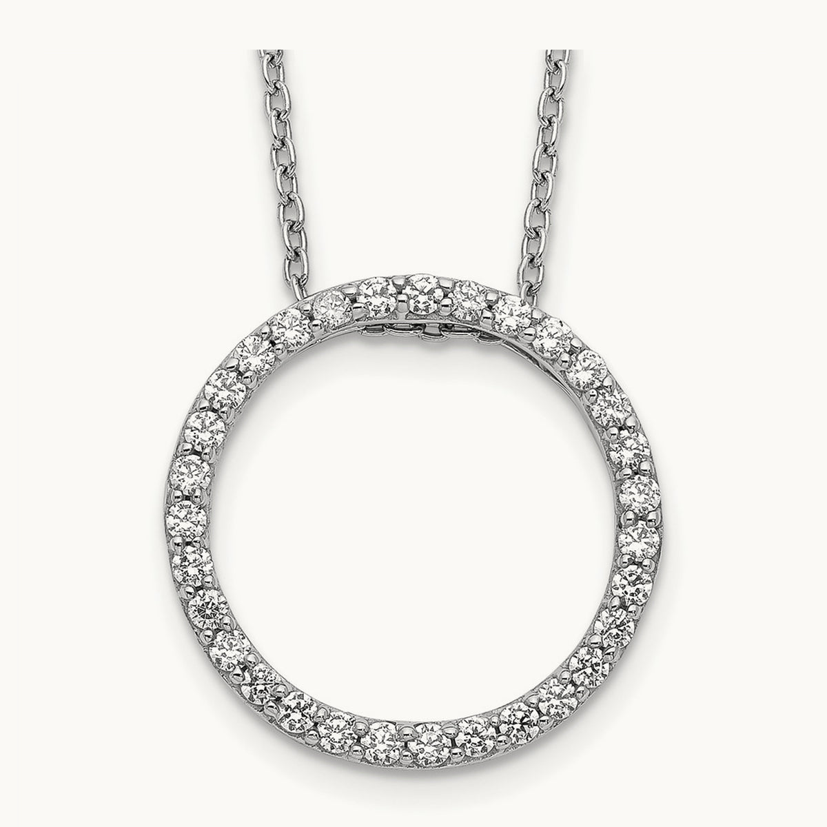 Diamond Circle 18 inch Necklace, 14K White Gold