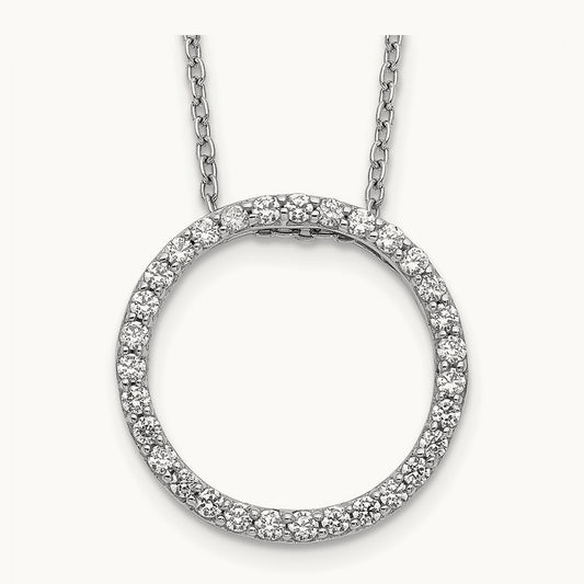 Diamond Circle 18 inch Necklace, 14K White Gold