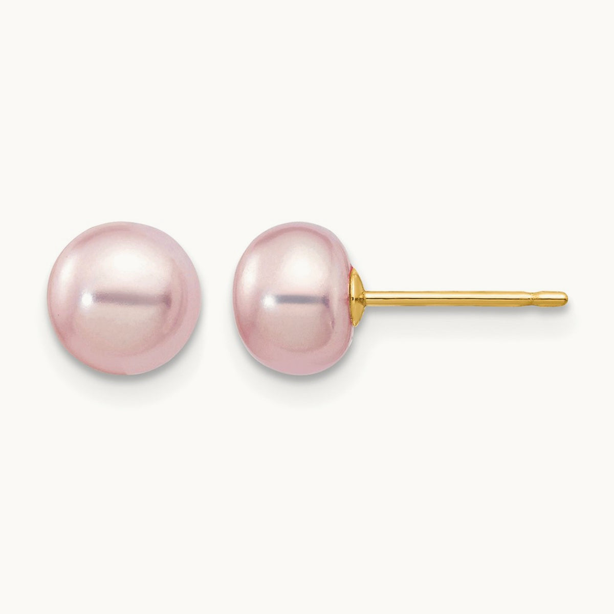 6- Purple Button Freshwater Cultured Pearl Stud Post Earrings, 7mm, 14K