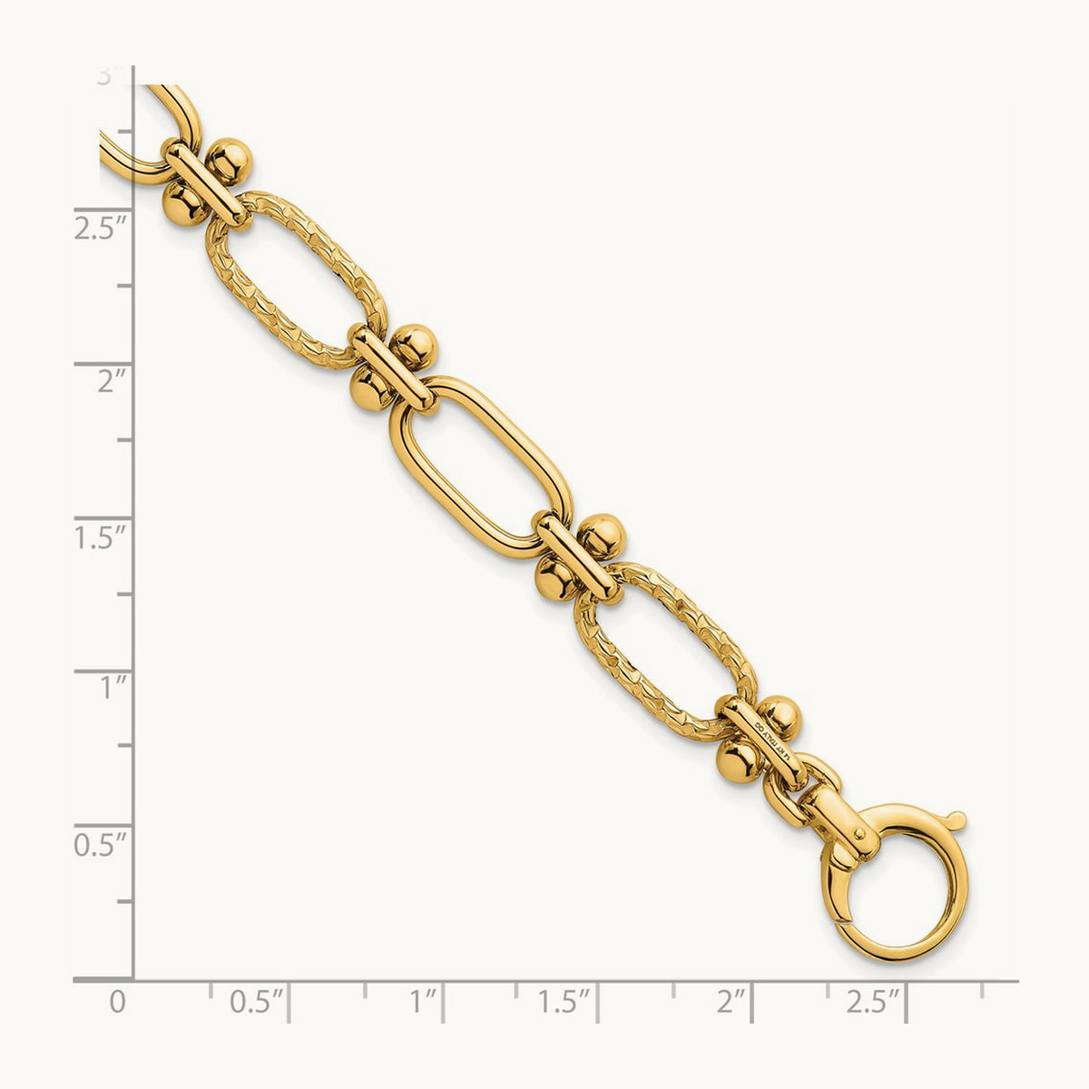 Polished Open Textured Fancy Link Bracelet, 14K