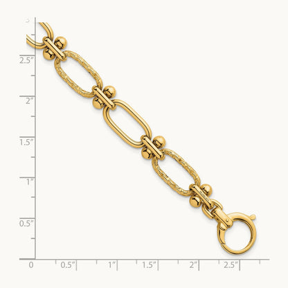 Polished Open Textured Fancy Link Bracelet, 14K