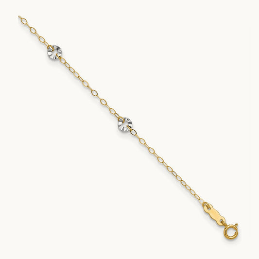 Oval Chain with Wavy Circles 9in Plus 1in Ext Anklet, 14K Two-tone