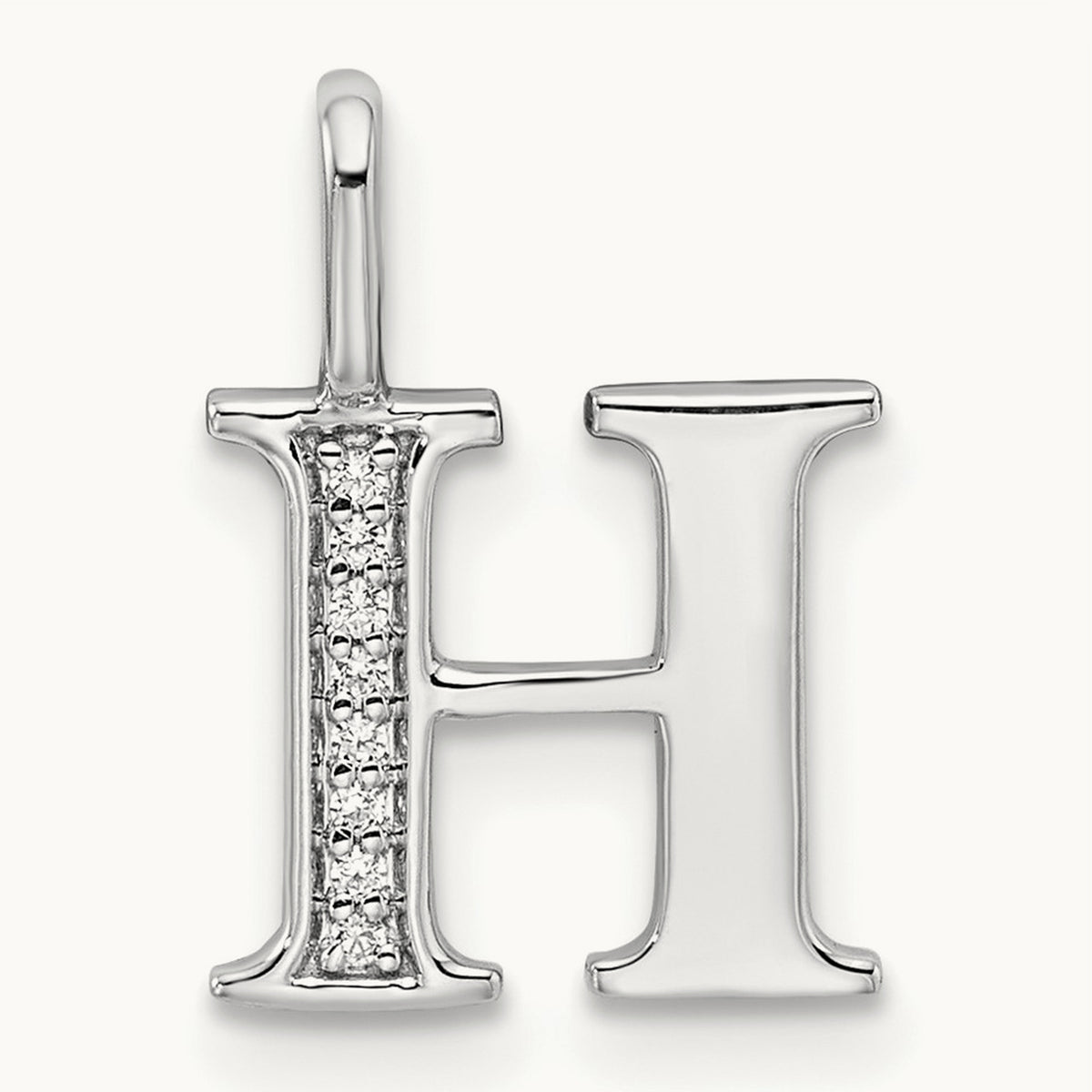 Diamond Letter H Initial Pendant, 14K White Gold