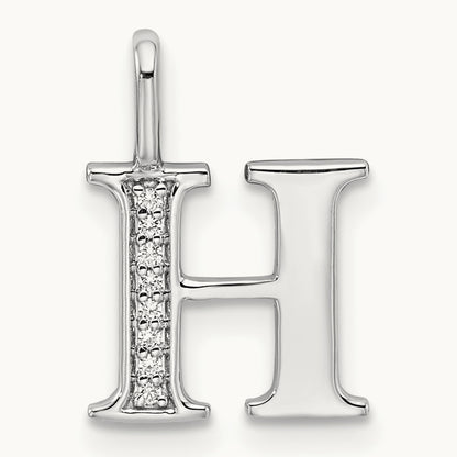 Diamond Letter H Initial Pendant, 14K White Gold